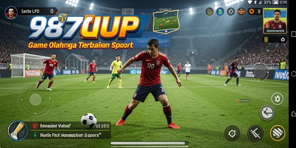 Screenshot gameplay 987UP menampilkan aksi seru di lapangan olahraga.