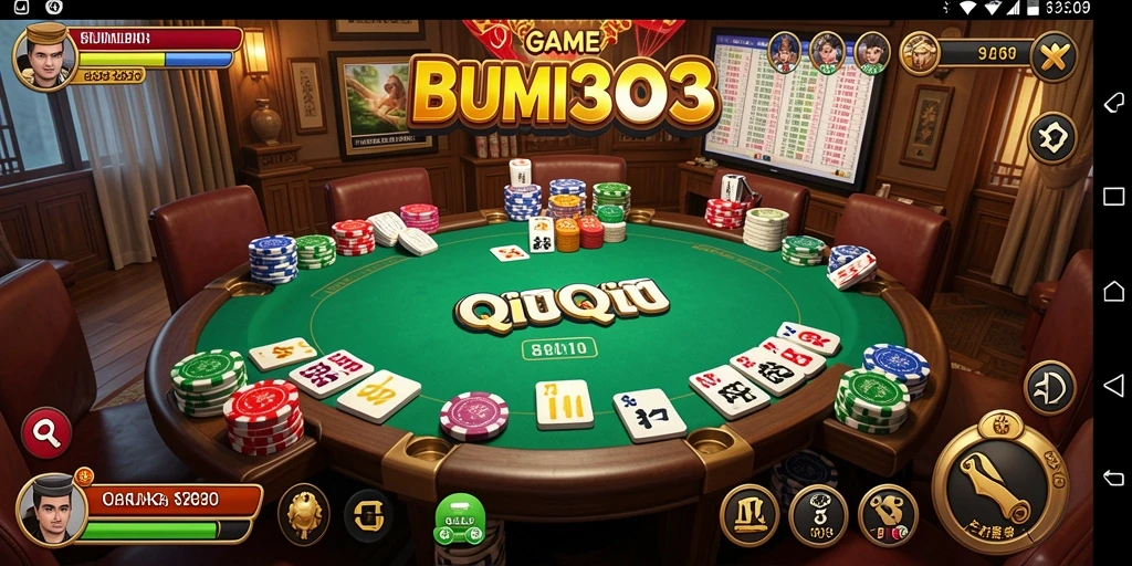 Gameplay seru dari BUMI303 yang menampilkan kartu QiuQiu.