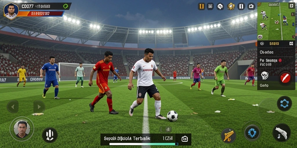 Gameplay CEO77 yang menampilkan aksi sepak bola seru.