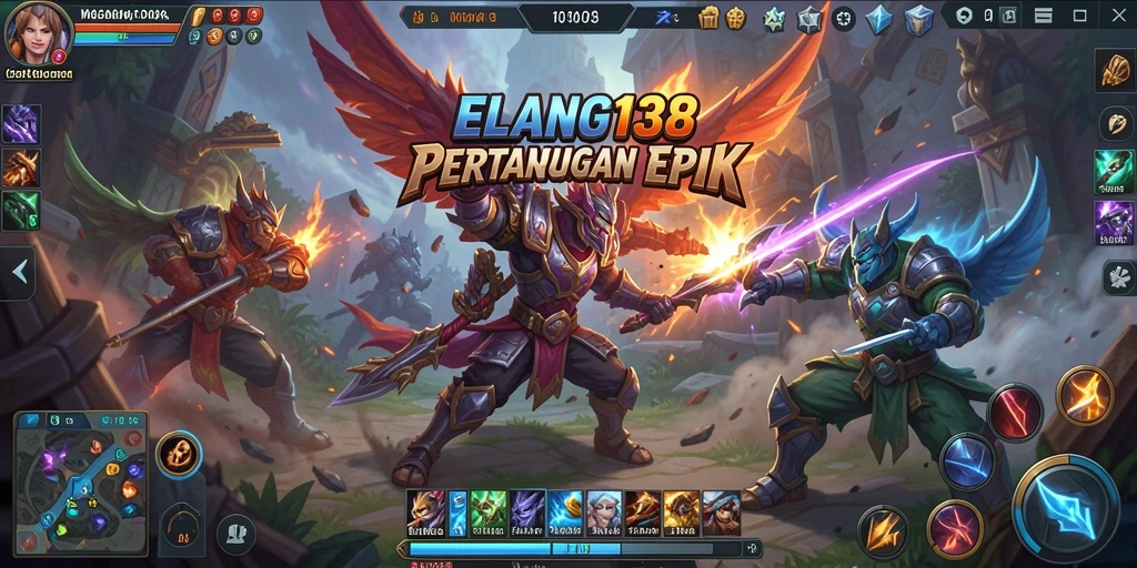 Screenshot ELANG138 menampilkan aksi seru dalam permainan MOBA yang menegangkan.