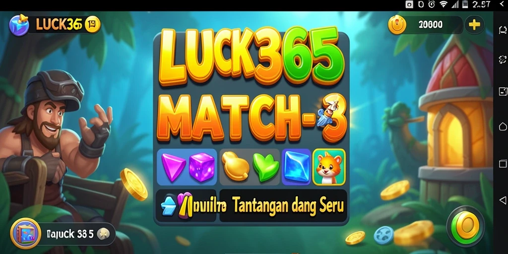 Screenshot LUCK365 menampilkan gameplay seru dengan kombinasi objek berwarna cerah.