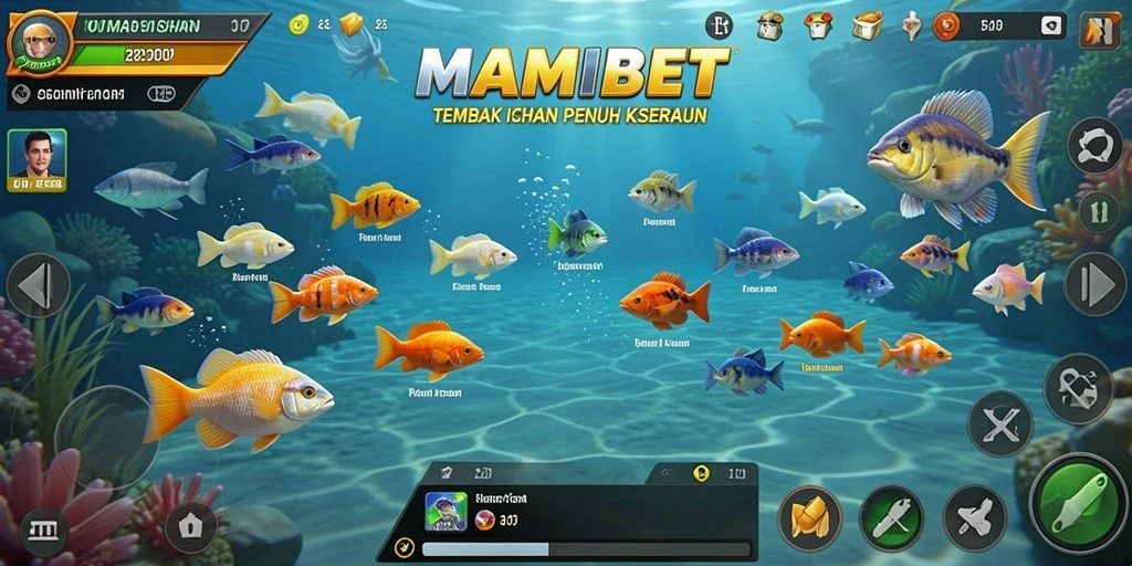 Tangkapan layar gameplay MAMIBET yang seru saat menembak ikan.