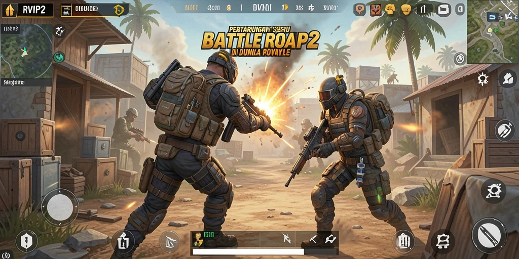 Tampilan gameplay menegangkan dari RVIP2 di arena Battle Royale.