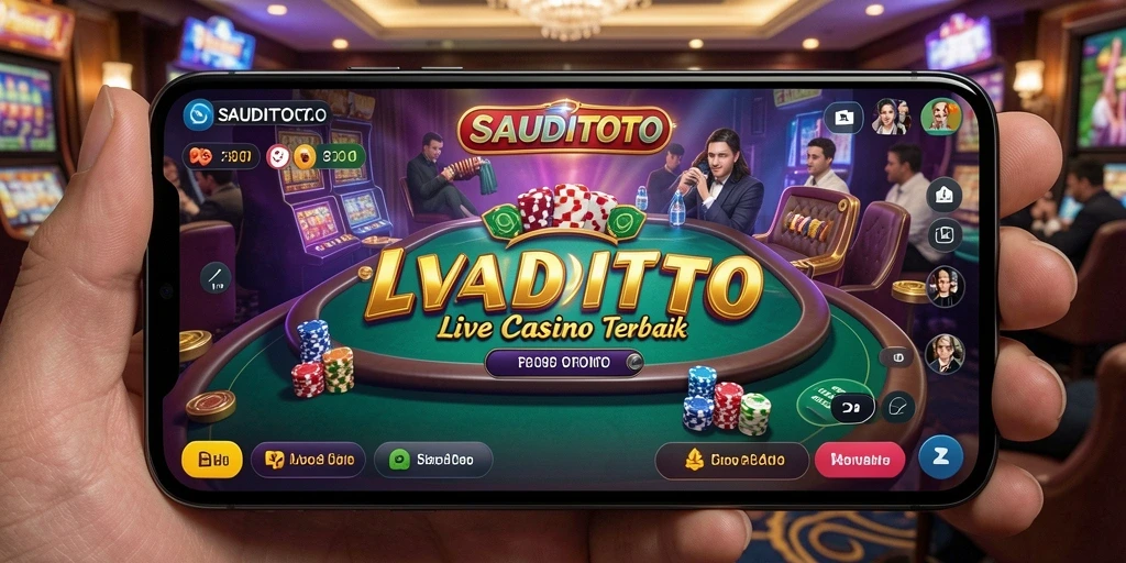 Screenshot <strong>SAUDITOTO</strong> menampilkan dealer langsung dan suasana permainan yang seru.