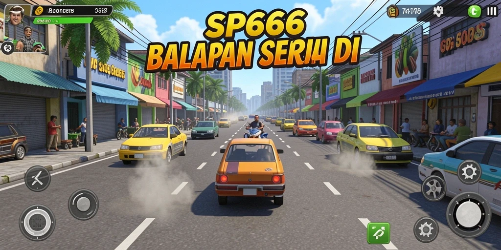Screenshot SP666 menampilkan aksi balapan yang cepat dan seru.