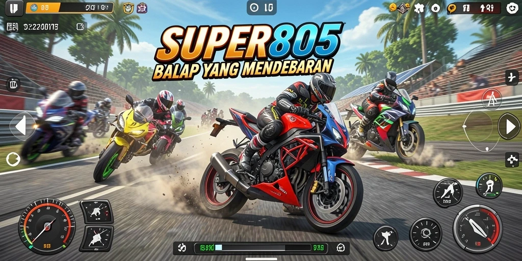 Gameplay mendebarkan di lintasan balap motor yang realistis.