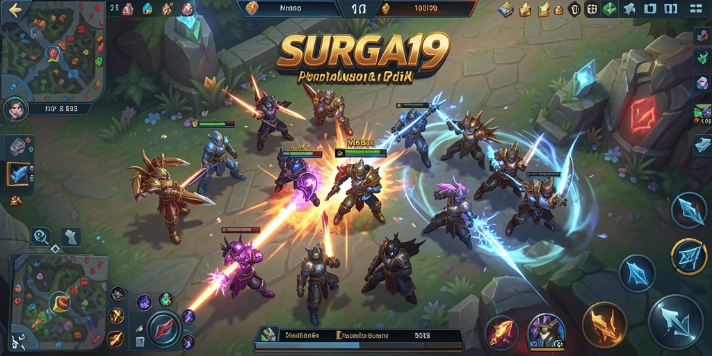 Screenshot gameplay SURGA19 menampilkan aksi seru dalam pertarungan MOBA.